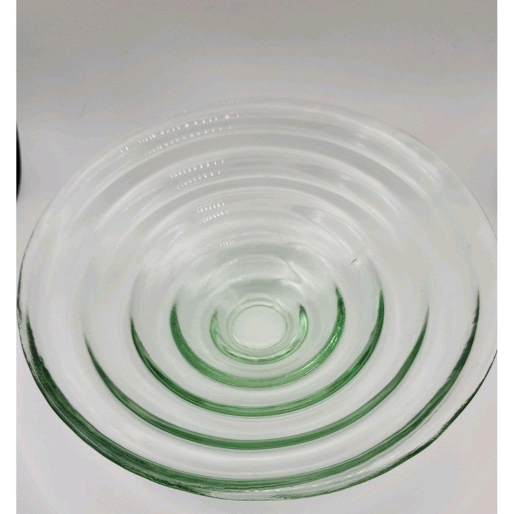 Vintage Walter Dorwin Teague Style Lense Bowl Retro 8.5" Green Glass. Rare Size